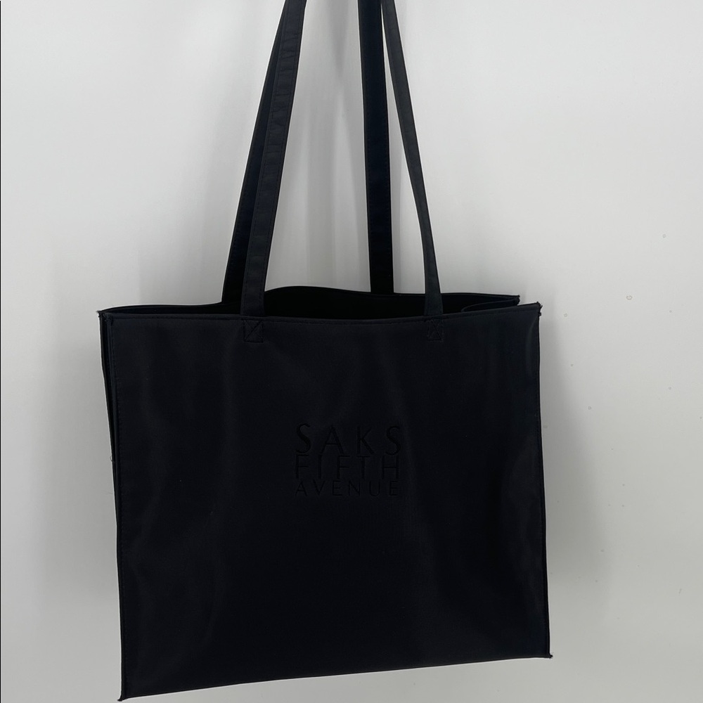Saks Fifth Avenue Black Embossed Tote